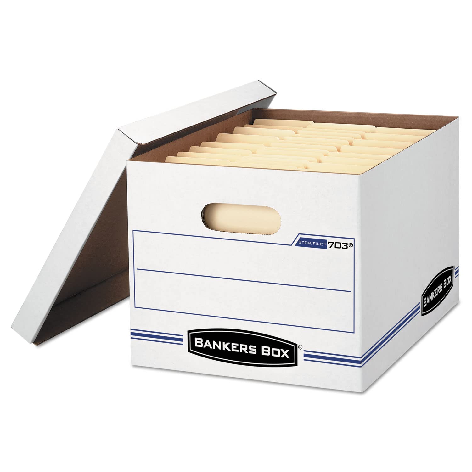Bankers Box Stor/File Storage Box - Letter Size, 4 Per Carton - Heavy Duty Corrugated Cardboard for Office, Home, and School Document Organization
