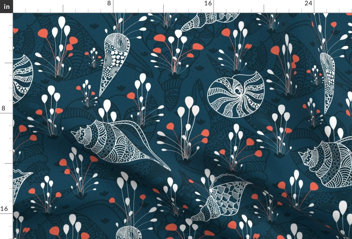 Lace Shells & Seashells Printed Minky Fabric Fat Quarter - Soft Plush Fabric for Sewing Baby Blankets, Quilt Backing & DIY Plush Toys | Ocean-Themed Nursery Decor & Craft Projects