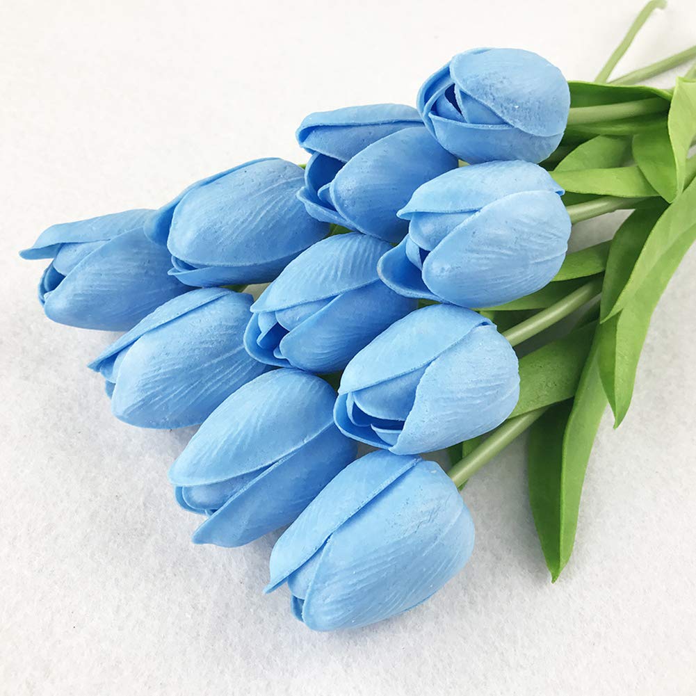 20 Heads Real Touch PU Tulips Artificial Flowers - Lifelike Fake Tulip Bouquets for Wedding, Home, Office & Room Decor - Perfect for Centerpieces, Table Arrangements & Party Decorations