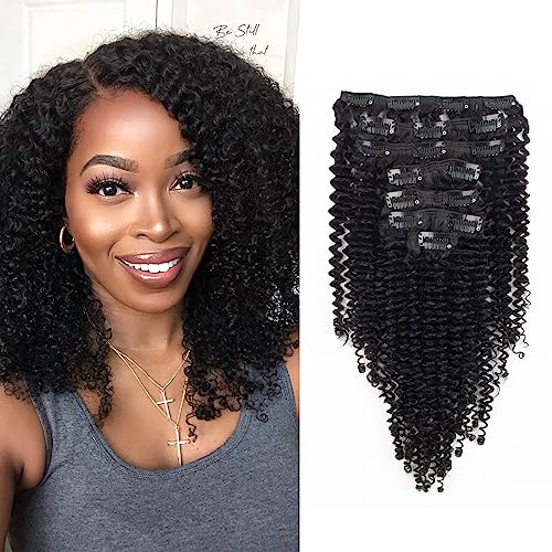 Lovrio Brazilian Kinky Curly Clip-in Human Hair Extensions for Black Women - 10