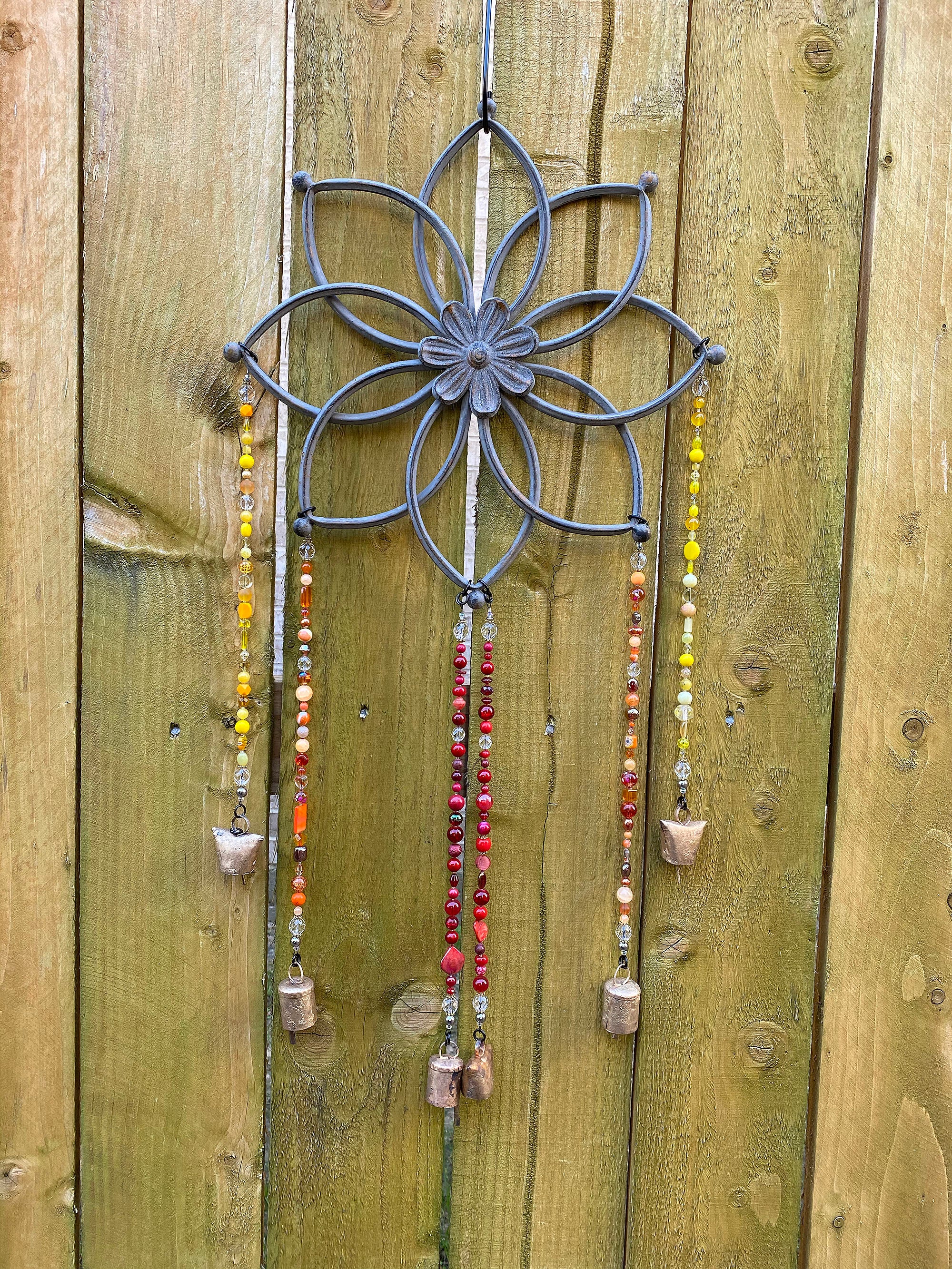 Vibrant Cheery Bead Wind Chime - Colorful Handmade Garden Art Decor for Outdoor Patio, Yard & Porch - Perfect for Relaxation & Feng Shui Harmony