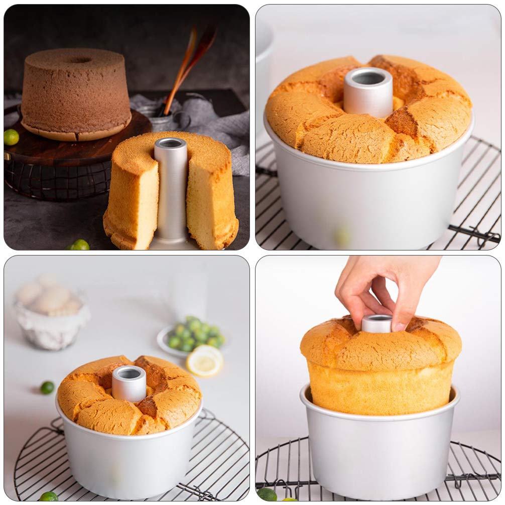 5-Piece Hemoton Aluminum Alloy Leakproof Chiffon Cake Pan Set - Non-Stick Baking Molds for Perfect Sponge Cakes, Cupcakes & Desserts - Ideal for Home Baking, Parties & Professional Use