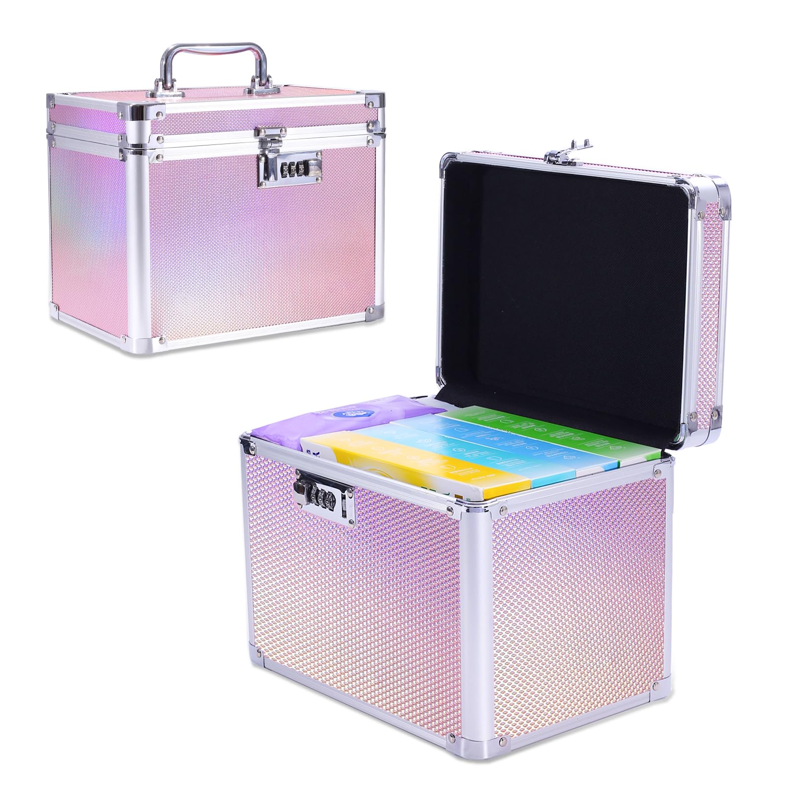 Secure Lock Box for Valuables - Combination Lock Storage Box for Jewelry, Medicine, Cash & Office Supplies | Portable Safe for Travel, Home & Office Use