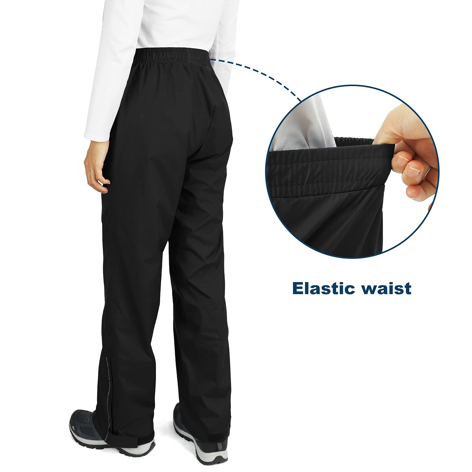 Outdoor Ventures Women's Waterproof Hiking Rain Pants - Packable, Windproof & Breathable for Outdoor Adventures, Camping & Travel