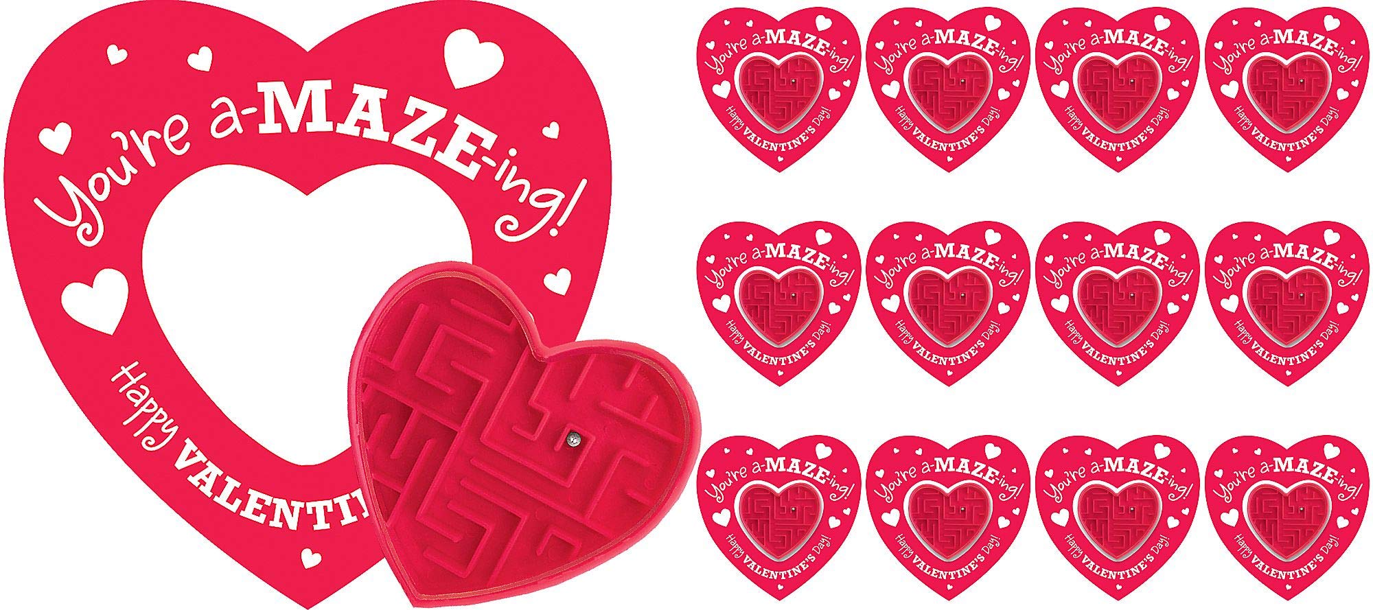 Amscan Valentine's Day Red Paper Greeting Cards - Assorted Sizes for Love Notes, Party Decorations & Romantic Gifts