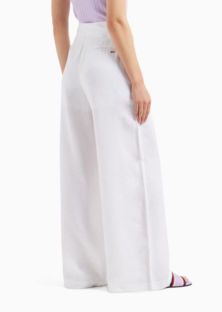 Armani Exchange Women's Linen Cotton Flowy Trousers - Lightweight Summer Pants for Casual Wear & Office Outfits