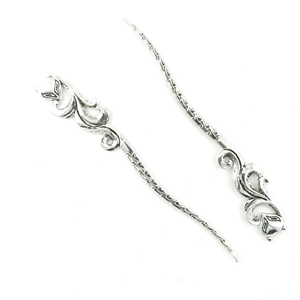 Antique Silver Tone Jewelry Making Charms Bulk Wholesale Supplies - Fox Hairpin Bookmark for DIY Crafts, Vintage Accessories & Gift Making