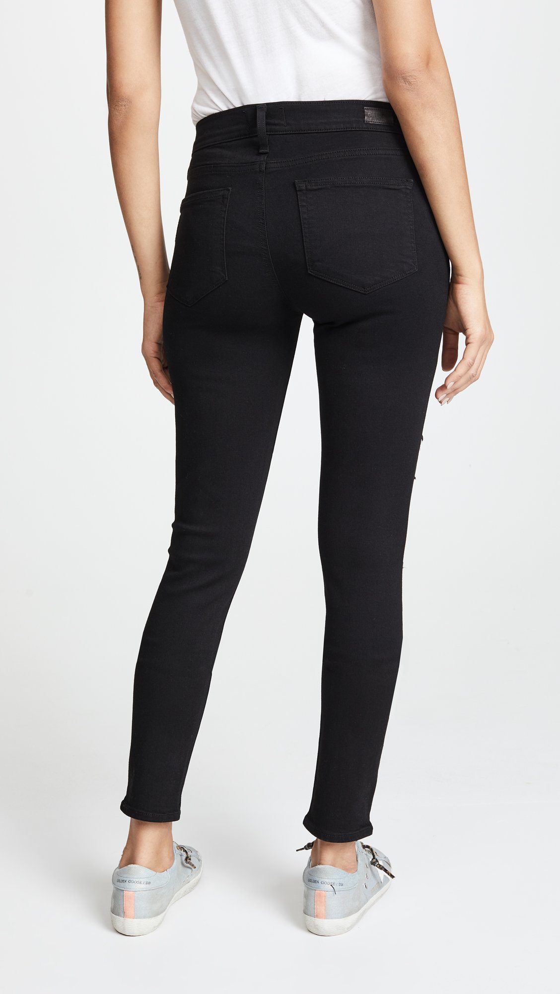 PAIGE Women's Maternity Verdugo Ultra Skinny Jeans - Stretch Denim Pants with Elastic Waistband in Black Shadow Wash | Comfortable Pregnancy Outfit for Work & Casual Wear