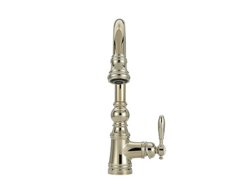 Moen Weymouth Polished Nickel Single Handle Pull Down Bar Faucet - Perfect for Kitchen Sink, Bar, and Prep Areas