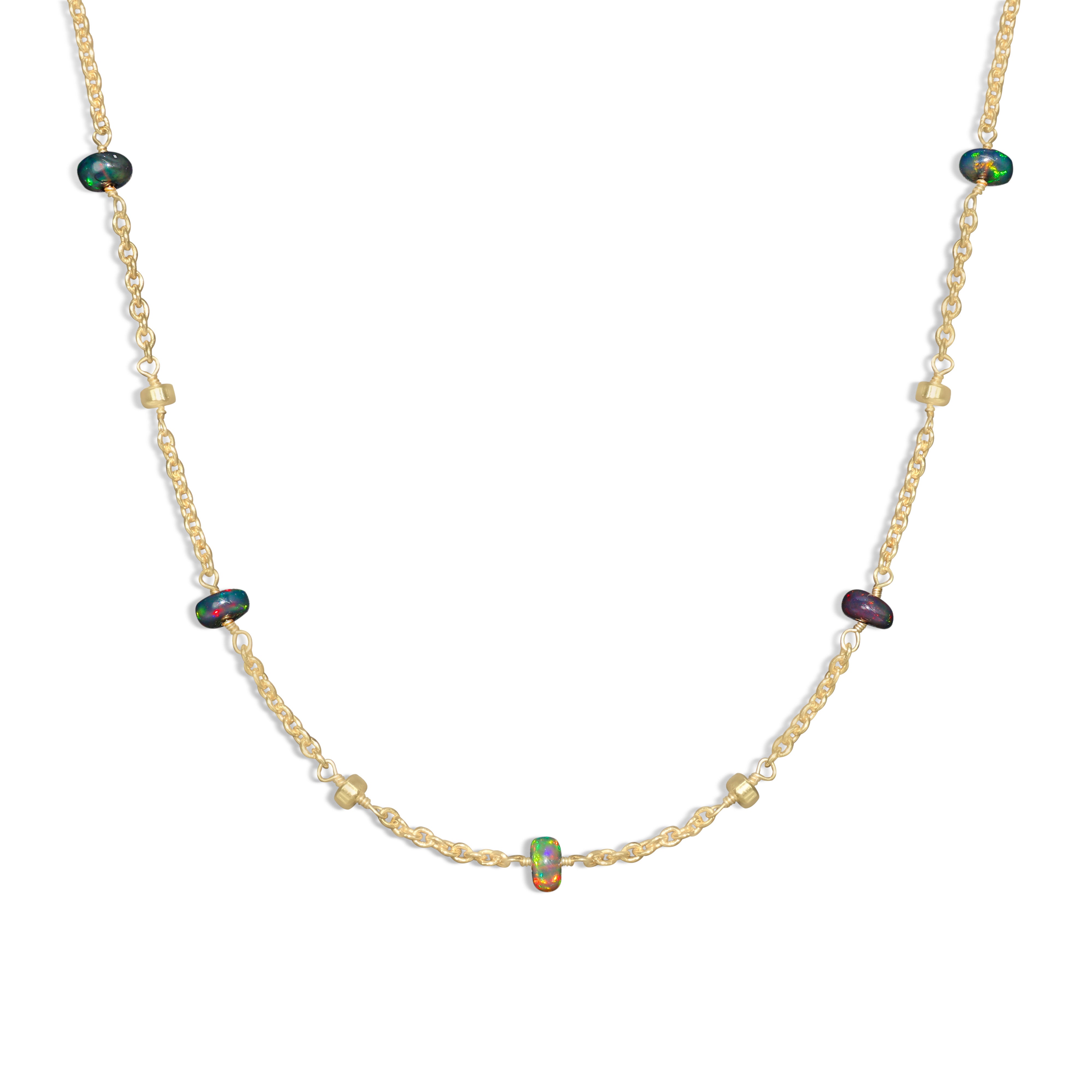 Natural Black Opal Beaded Chain Necklace for Women - Elegant Handmade Jewelry Gift for Her, Perfect for Weddings, Parties & Everyday Wear