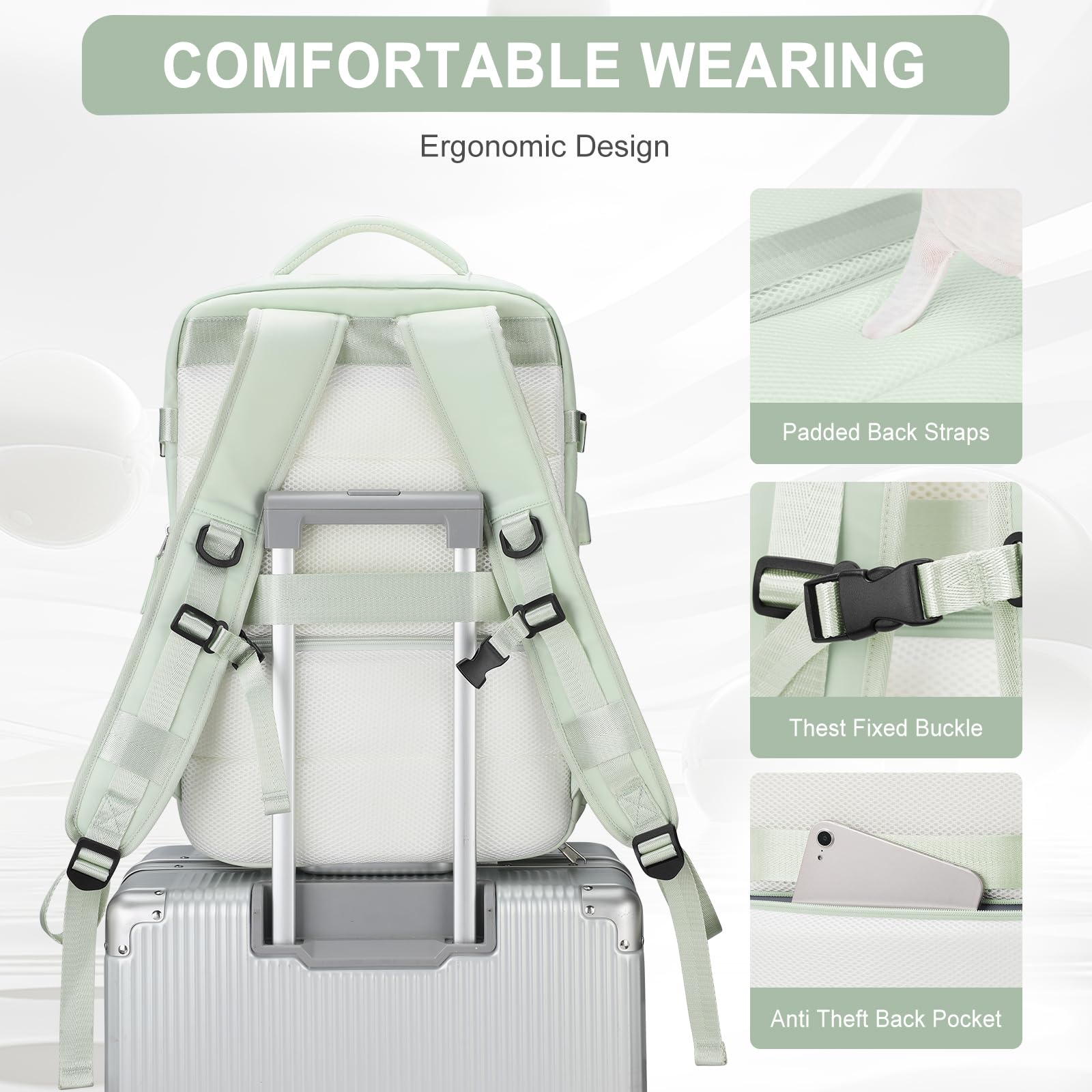 Large Travel Backpack for Men & Women - Flight Approved Carry On Backpack, Waterproof Personal Item Luggage for Air Travel - Perfect for Commuting, Hiking, Business Trips & TikTok Travel Videos