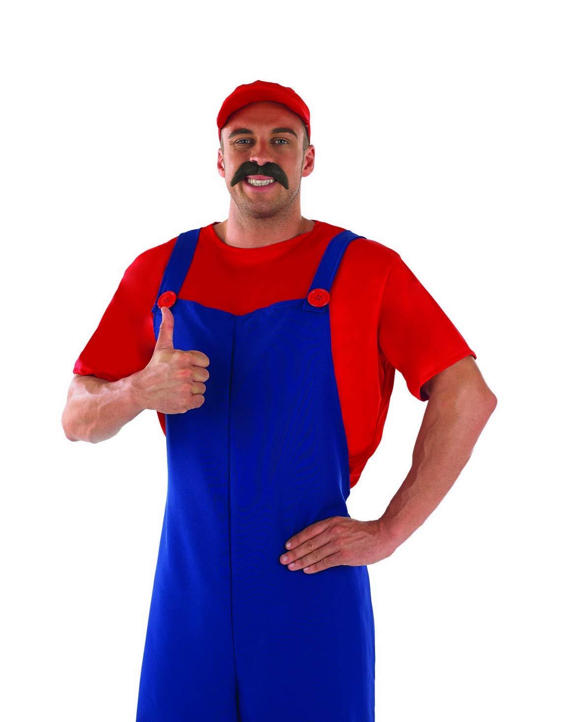 Adult Red Plumber Costume - Classic 80s Video Game Halloween Outfit for Cosplay & Parties | Luigi & Mario Inspired Gaming Costume for Halloween, Comic-Con & Themed Events