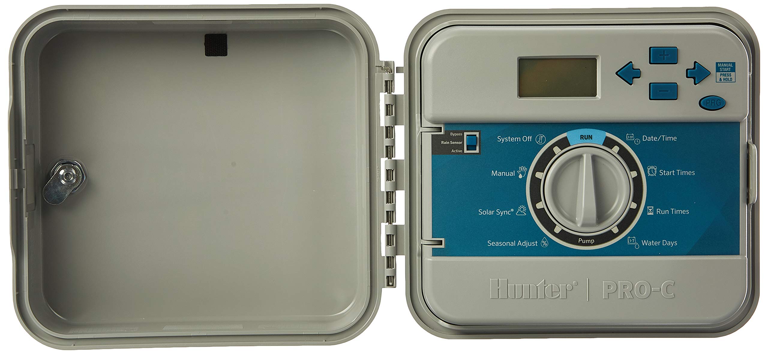 Hunter Pro-C 4-Station Outdoor Irrigation Controller - Expandable to 16 Zones, 120V AC with Internal Transformer, Weatherproof Gray Base Unit for Lawn & Garden Watering Systems - Perfect for Residential & Commercial Landscapes