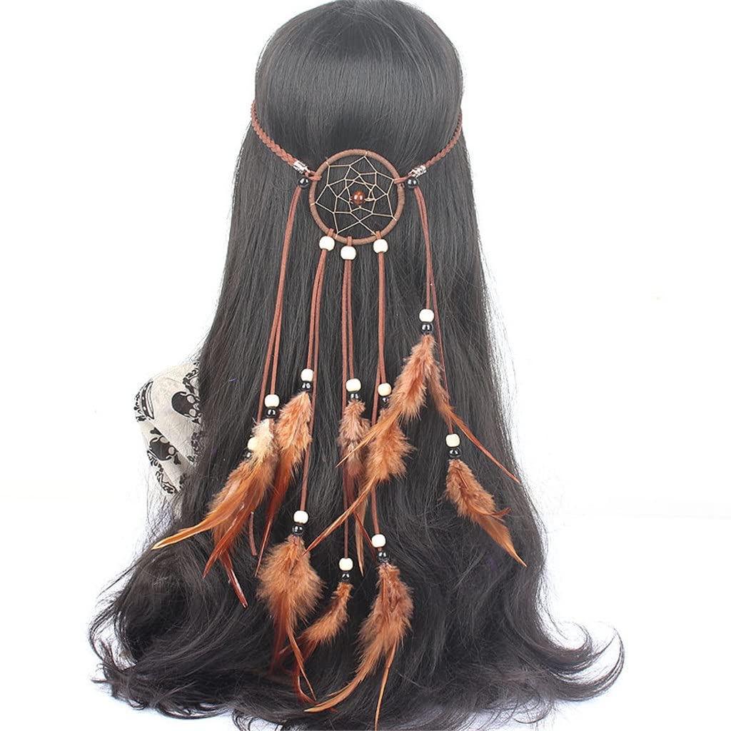 Bohemian Style Black Feather Hairbands for Women & Girls - Festival Headbands, Hippie Hair Accessories, Headwear for Parties, Weddings & Music Festivals