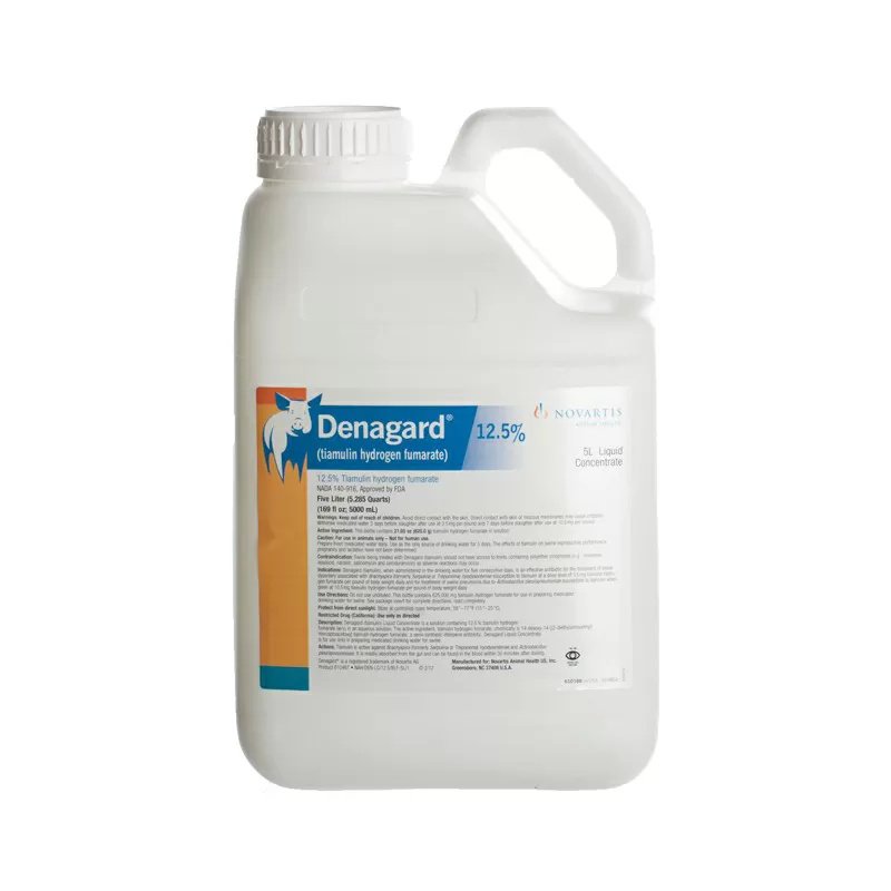 Denagard® 12.5% Antibiotic Solution - 5 Liter for Swine & Poultry Health - Effective Treatment for Respiratory & Digestive Infections in Livestock
