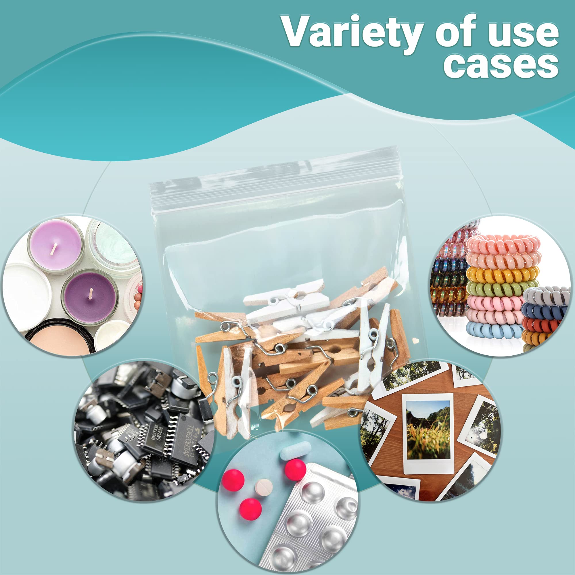 APQ 6x6 Inches Clear Reclosable Zipper Bags - 100 Pack of 2 Mil Thick Waterproof Plastic Storage Bags with Secure Zipper Closure for Jewelry, Crafts & Industrial Use | Perfect for Organizing Small Parts, Beads & DIY Supplies