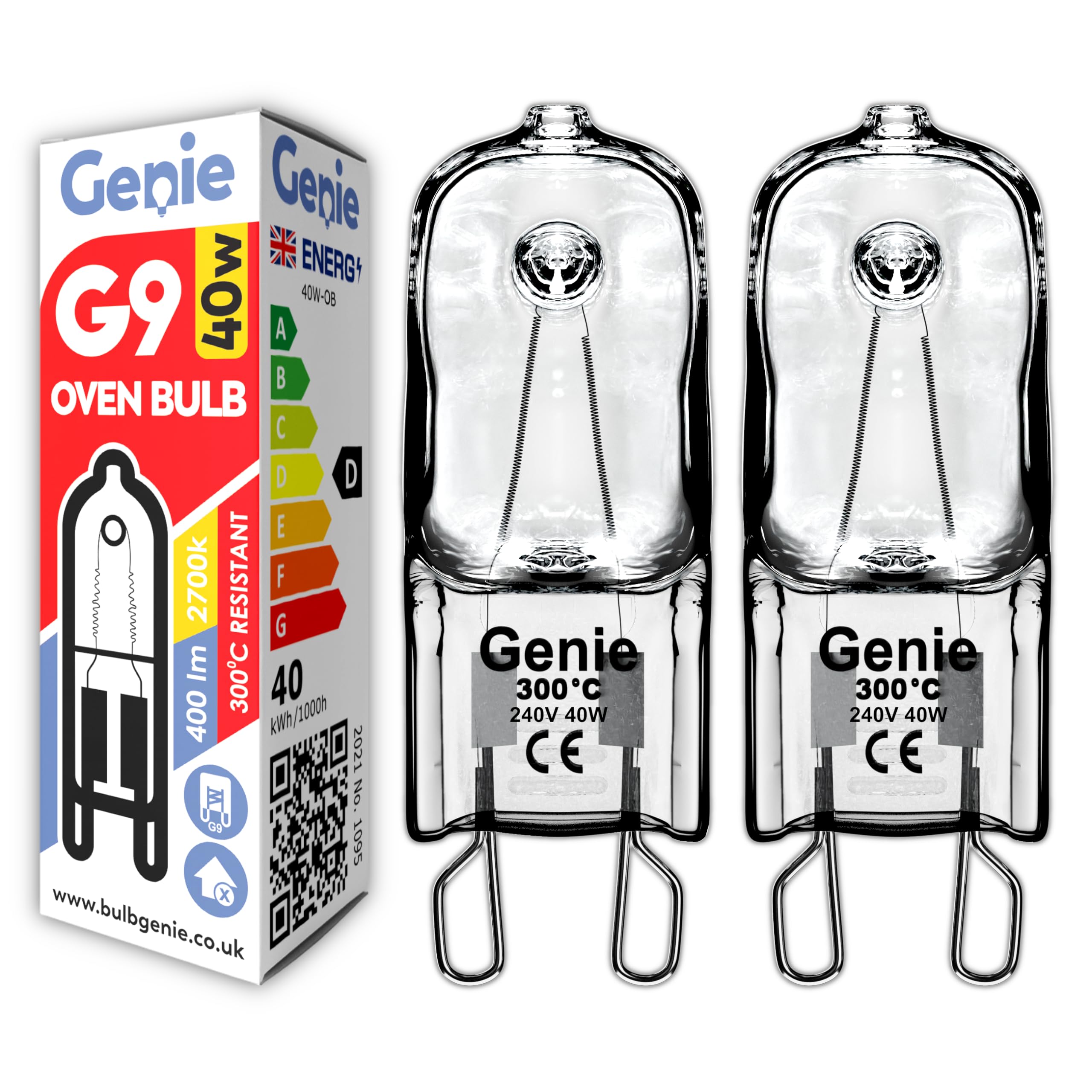 G9 Halogen Oven Bulb 40W 230V (2-Pack) - 300°C Heat Resistant Oven Light for Philips, Neff, AEG, Smeg, Zanussi & Bosch - Perfect for Baking, Roasting & Kitchen Appliance Replacement