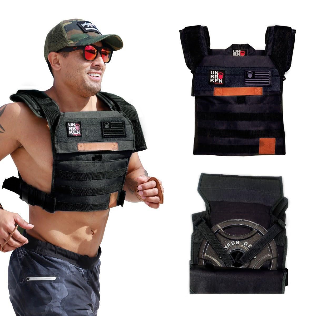 Adjustable Weighted Vest with Sand Plates for CrossFit & Strength Training - Men & Women - Perfect for Running, Endurance Workouts & WOD - Includes 2 Patches - Ideal for Gym, Outdoor Fitness & Military Training