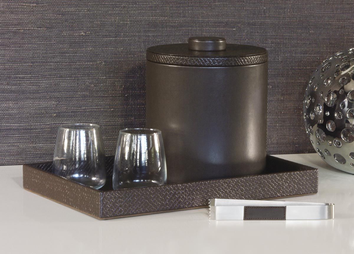 FOH Java Round Ice Bucket - 3.5 Quart Capacity, Set of 4, Brown - Perfect for Cocktail Parties, Outdoor Gatherings & Home Bar Accessories