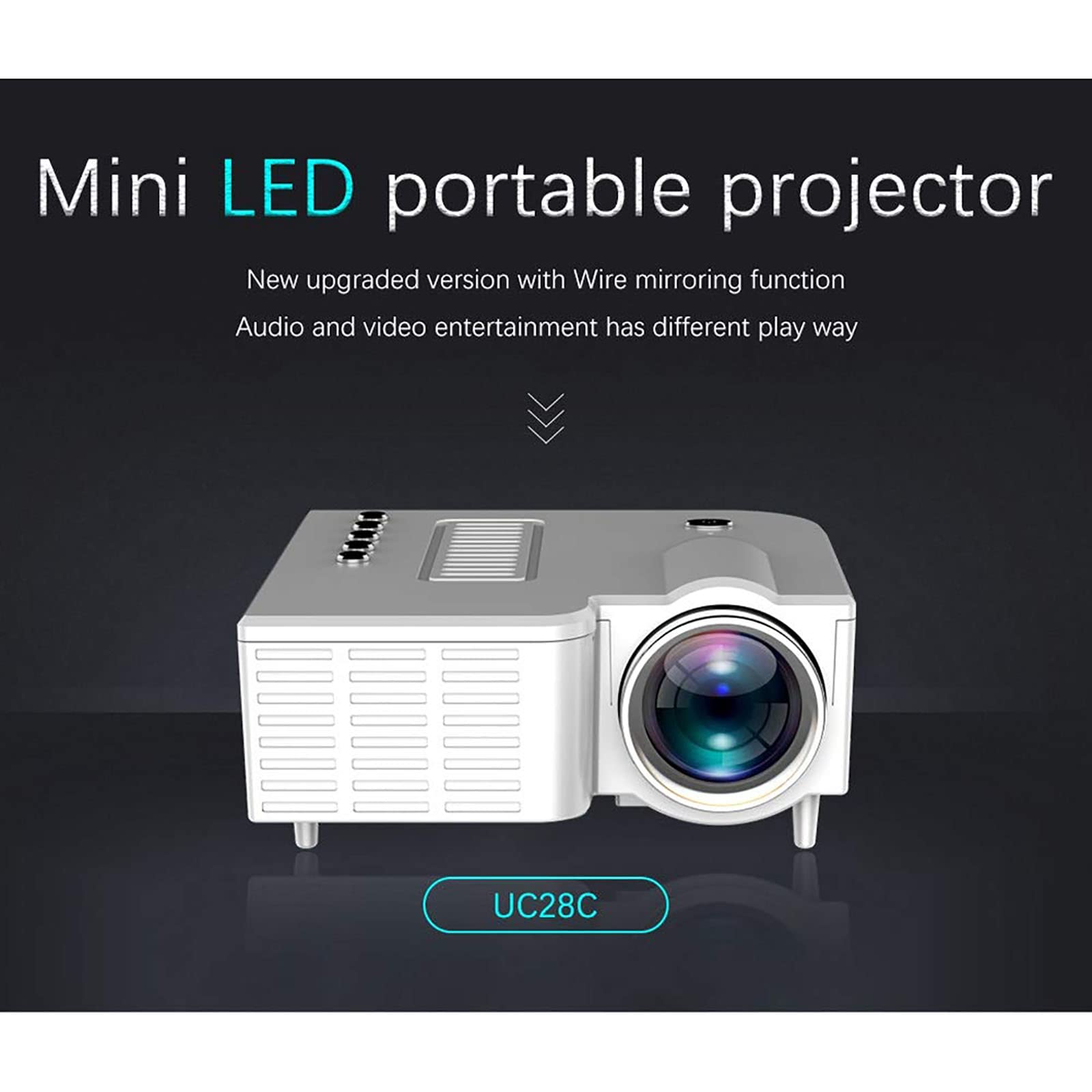 Mini Portable Wired Projector - 1080P Home LED Projector for Kids, Supports USB/TF/AV Input, Phone Screen Mirroring (10