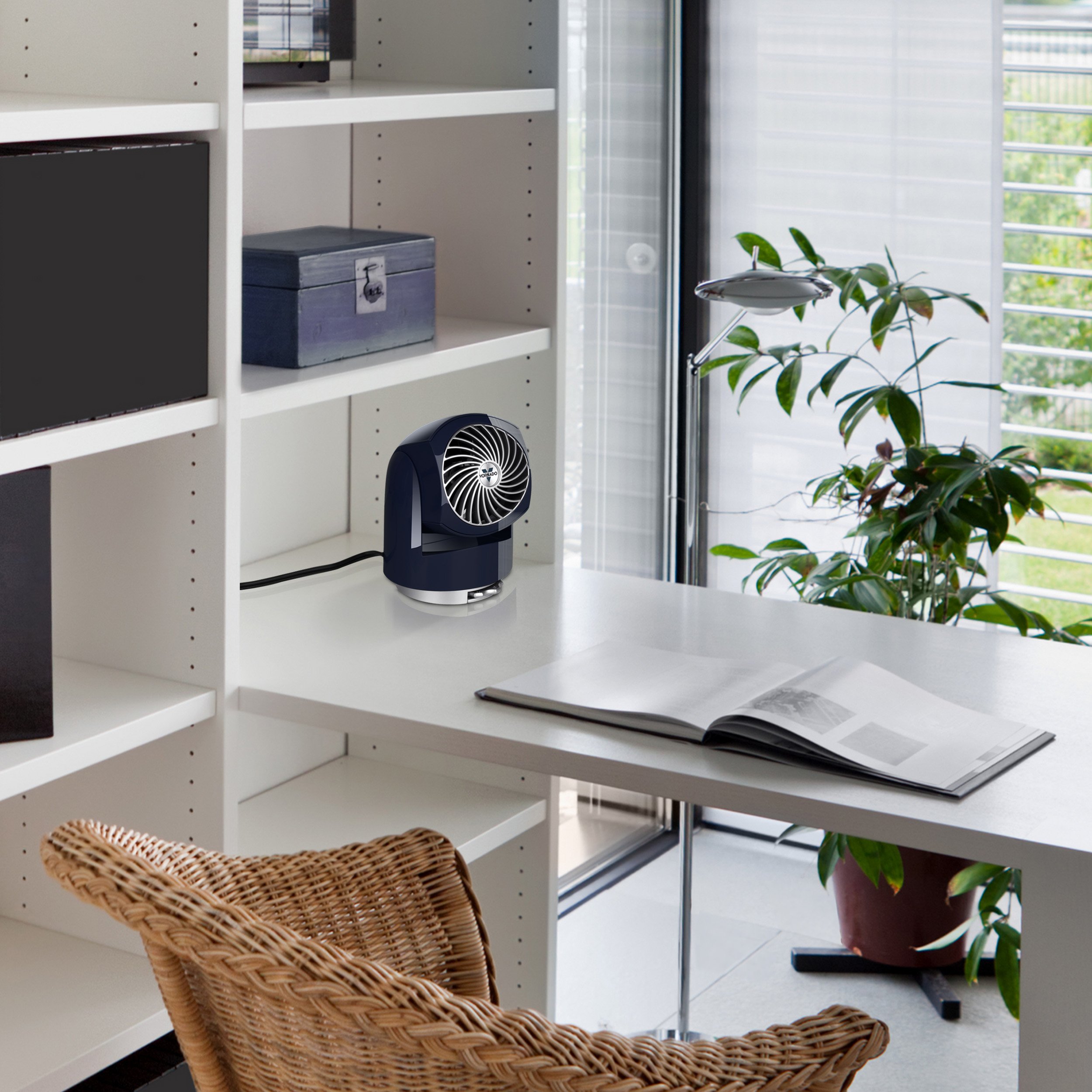 Vornado Flippi V6 Compact Air Circulator Fan - Quiet Portable Desk & Bedroom Fan with Adjustable Head, 2 Speed Settings, Midnight Black - Perfect for Home Office, Dorm Room & Travel Use