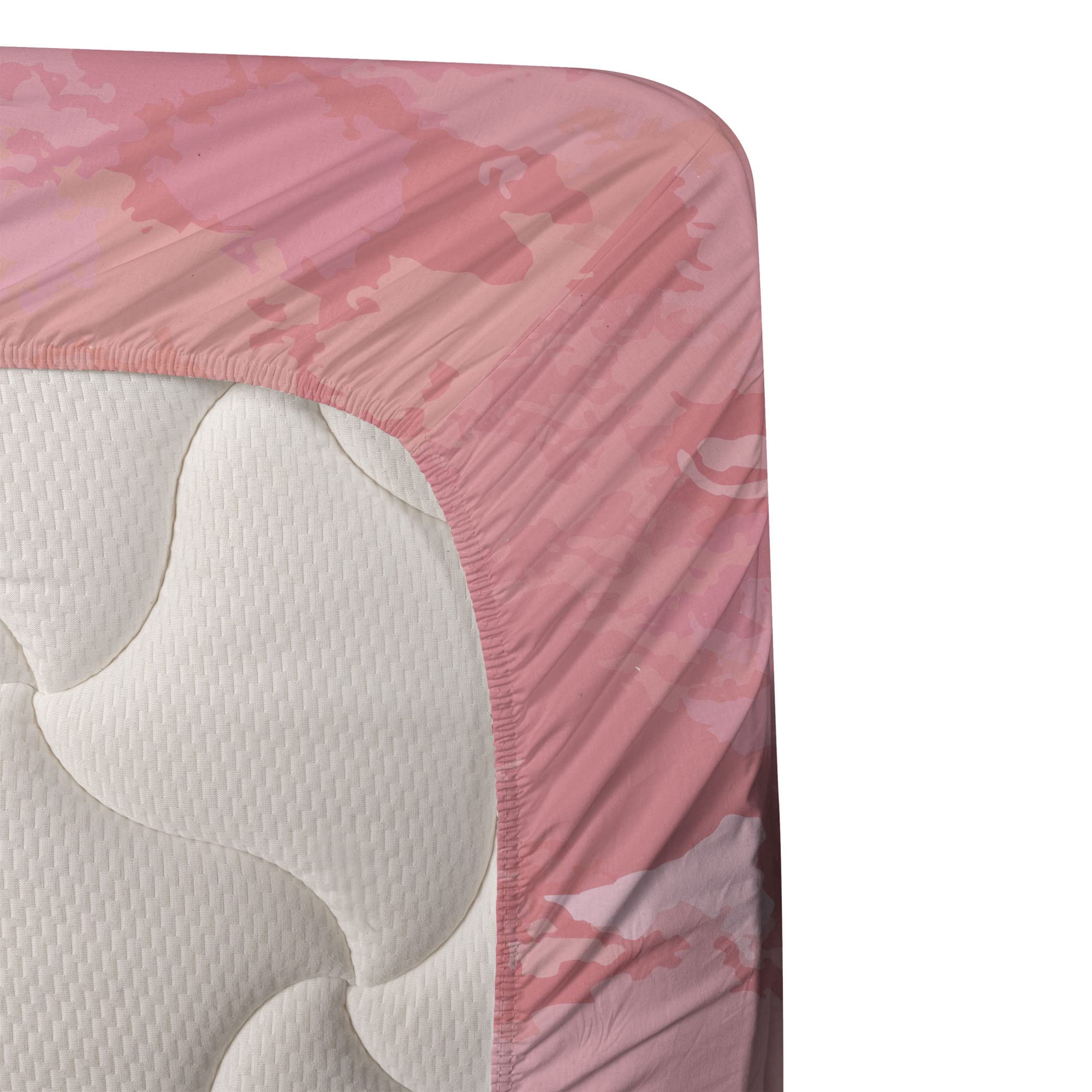 Ambesonne 4-Piece Bridal Shower Sheet Set - Full Size Floral Abstract Print Bedding with Fitted Sheet, Flat Sheet & Pillowcases in Pale Pink & Salmon | Perfect for Wedding Guest Rooms, Honeymoon Suites & Bridal Party Gifts