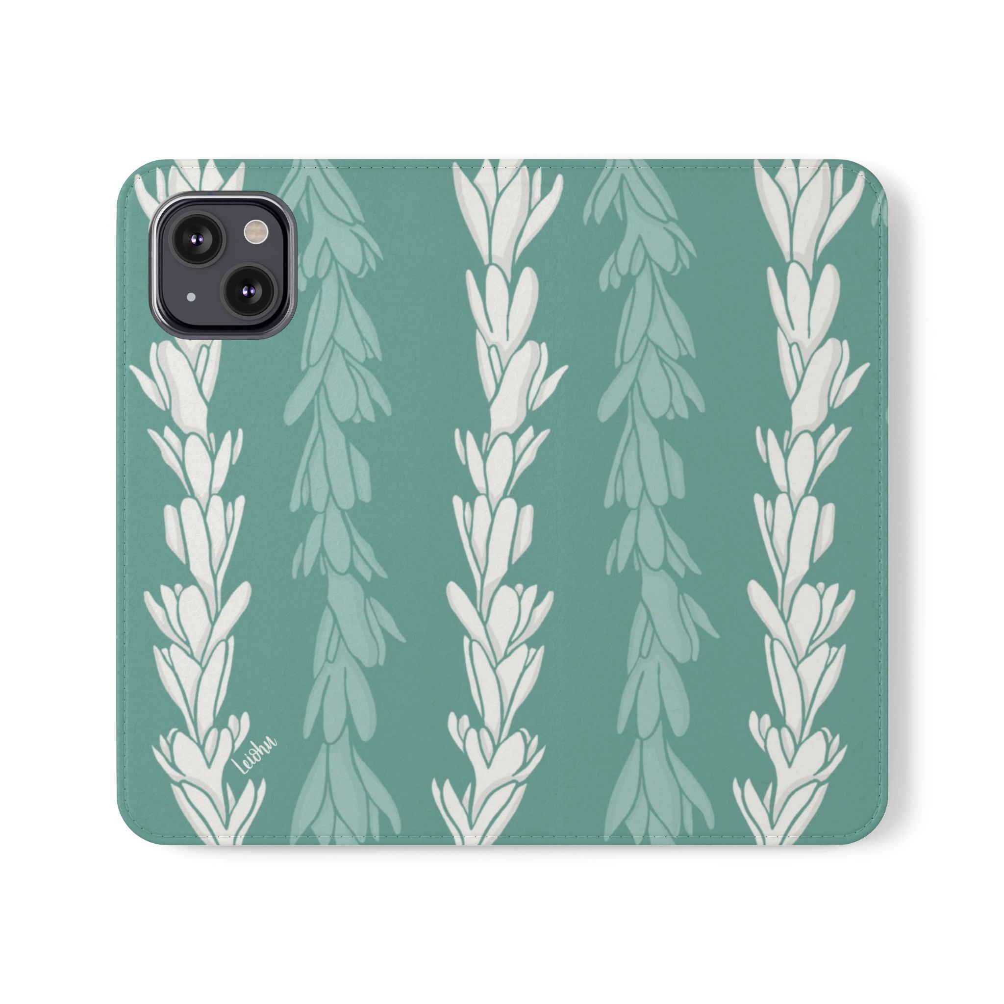 Premium Tuberose Lei Folio Case for iPhone & Samsung - Elegant Floral Design, Slim Protective Cover - Perfect for Weddings, Parties & Hawaiian-Themed Events