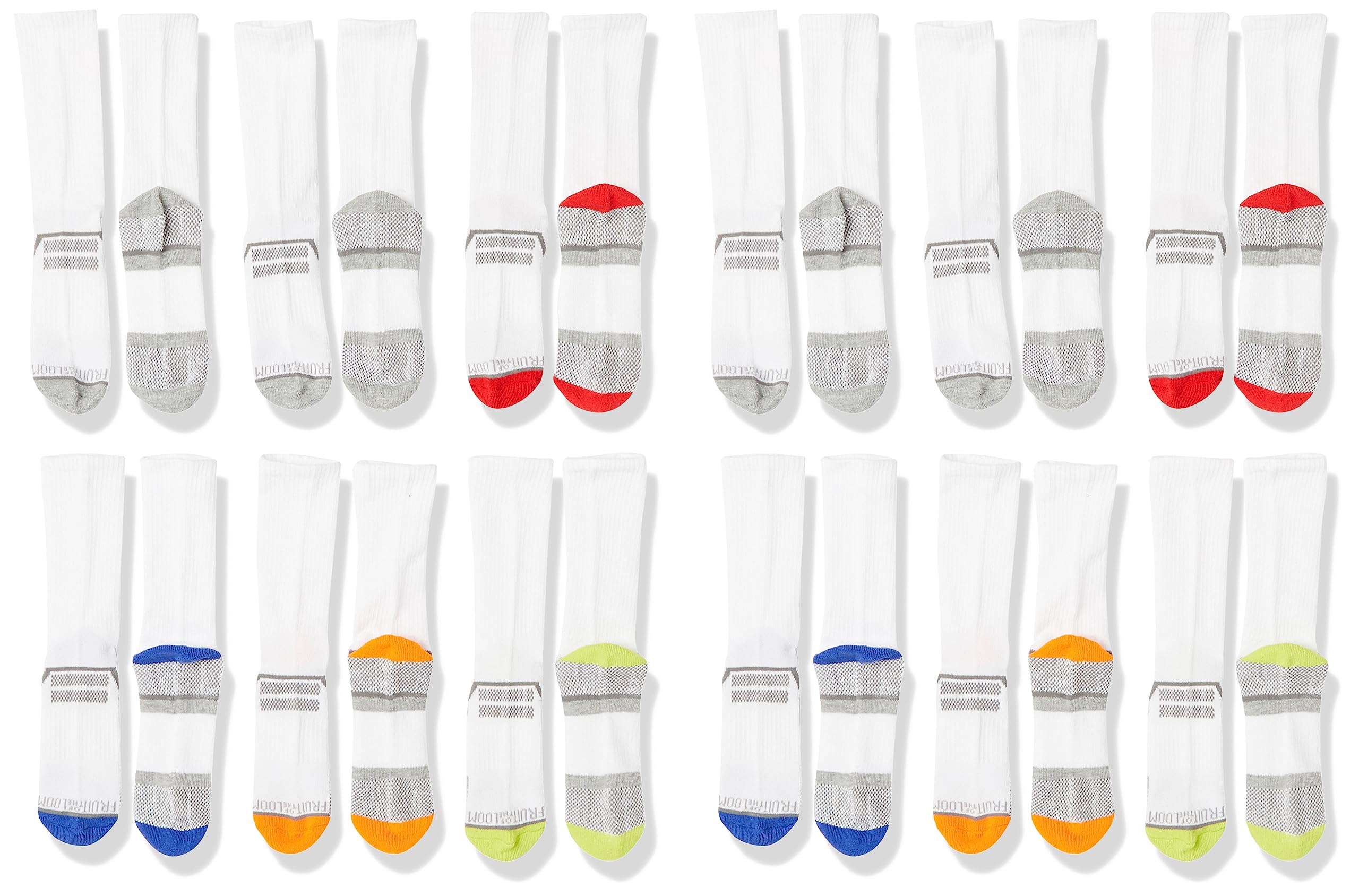 Fruit of the Loom Boys' Everyday Active Crew Socks 12-Pack - Soft Cotton Athletic Socks for Kids, Comfortable School & Sports Wear, Durable for Daily Play & Activities