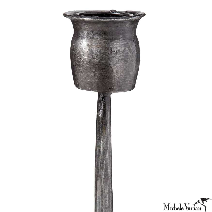 Blackened Taper Candle Holder - 8.9 Inches Tall - Elegant Metal Candle Stand for Dining Table, Wedding Decor, and Romantic Ambiance