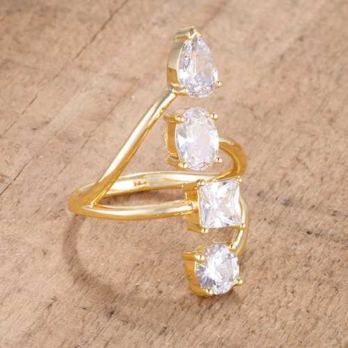 3CT Stunning Cubic Zirconia Gold-Tone Ring for Women - Elegant Fashion Jewelry for Parties, Weddings & Special Occasions