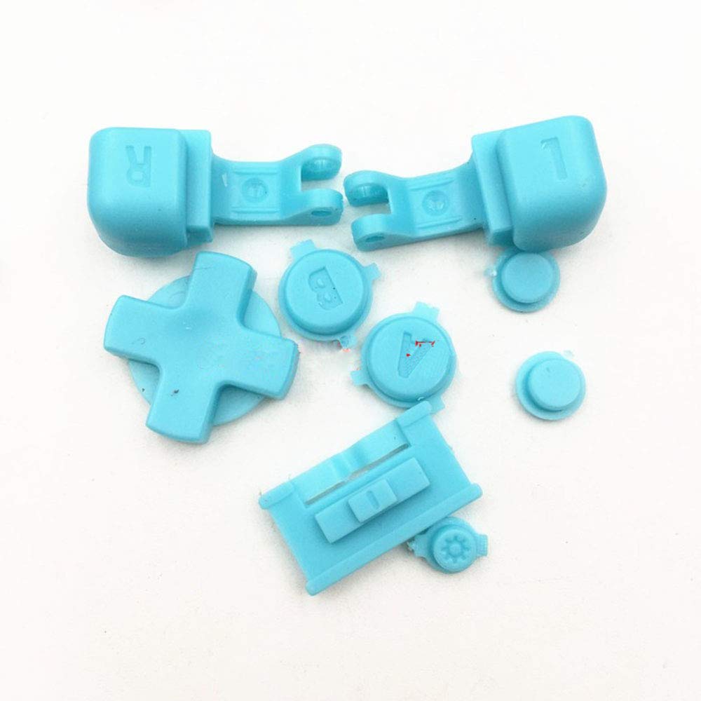 Original Gameboy Advance SP GBA-SP Controller Replacement Buttons Set - Full Button Kit (L/R, A/B, D-PAD, Select/Start, Power) Light Blue - Perfect for DIY Repair & Custom Mods | Compatible with GBA SP Handheld Console Gaming