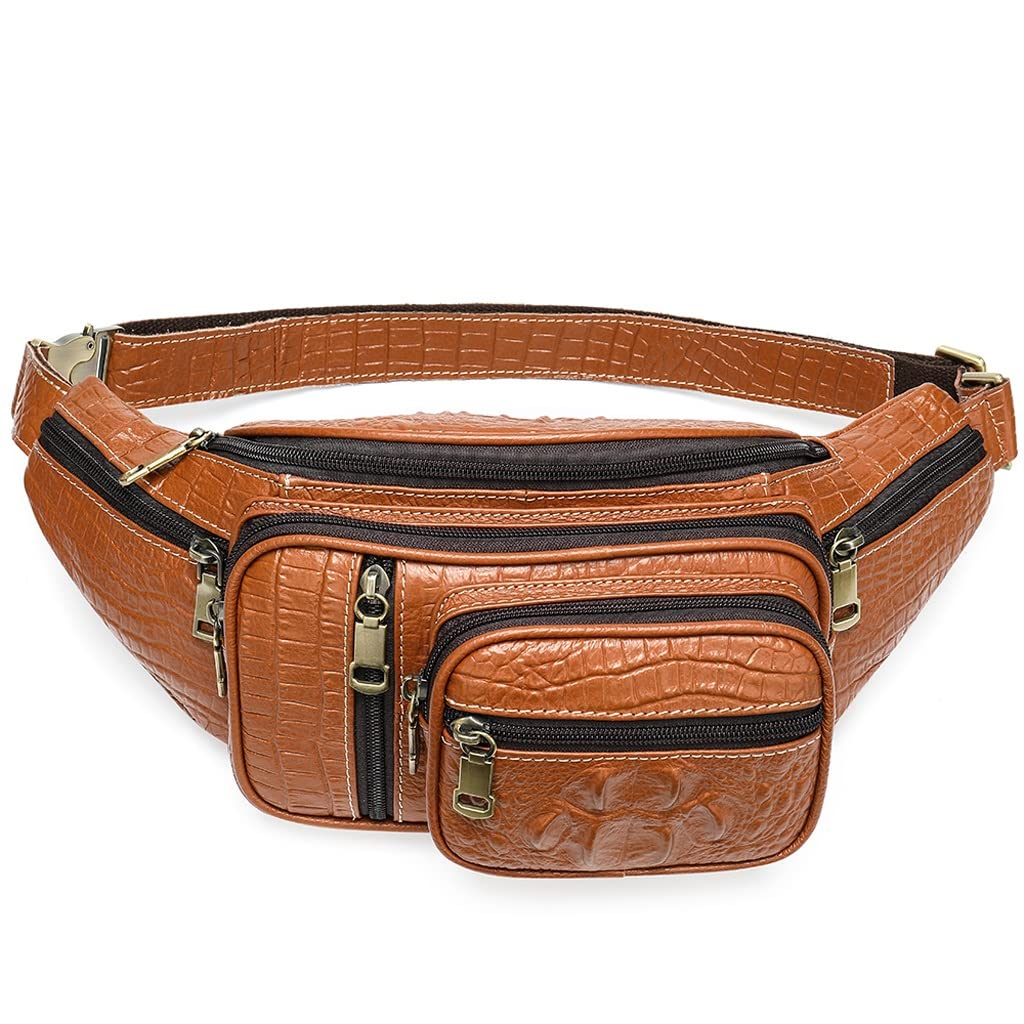 Premium Leather Waist Pack for Women & Men - Stylish Belt Bag with Adjustable Strap, Travel Fanny Pack for Hiking, Running, Concerts & Daily Use