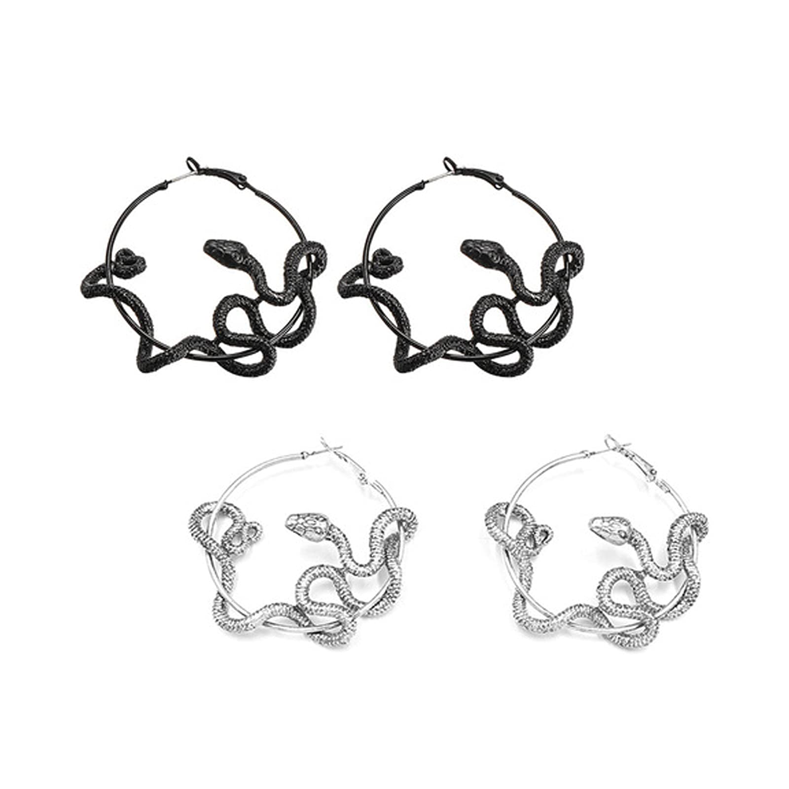 Gothic Serpent Hoop Earrings for Women - Vintage Punk Snake Drop Earrings, Retro Statement Jewelry for Teen Girls, Perfect for Halloween, Parties & Gothic Fashion Accessories