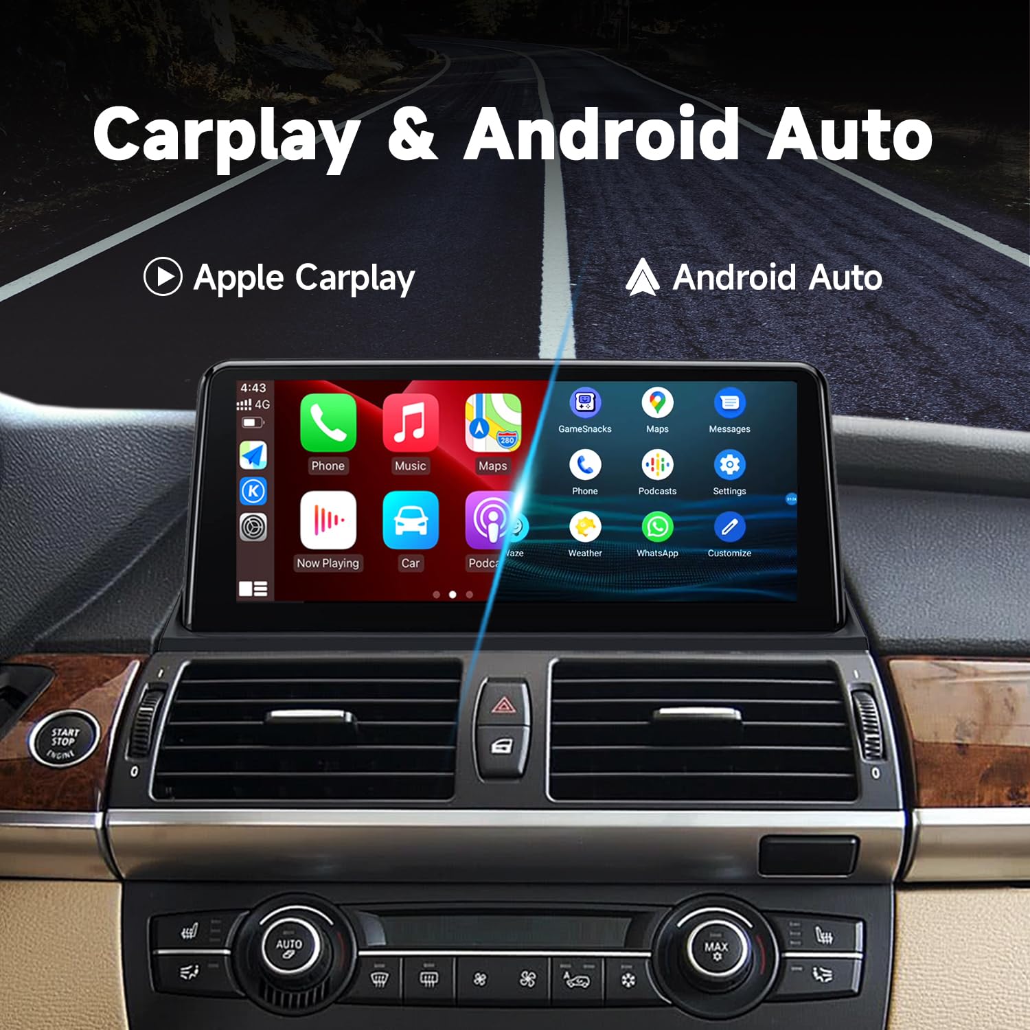 10.25 Inch Android 13 Car Stereo for BMW X5 E70 X6 E71 (2011-2014) - CIC System GPS Navigation with Wireless CarPlay, Bluetooth, WiFi & SWC - Perfect for Hands-Free Calling, Music Streaming & Mirror Link Navigation