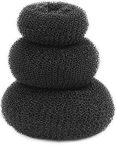 RIGOENT 3-Piece Hair Volumizer Bun Donut Set - Hair Puff Maker for Updos, Ponytails & Buns (Black) - Perfect for Parties, Weddings & Everyday Hairstyling