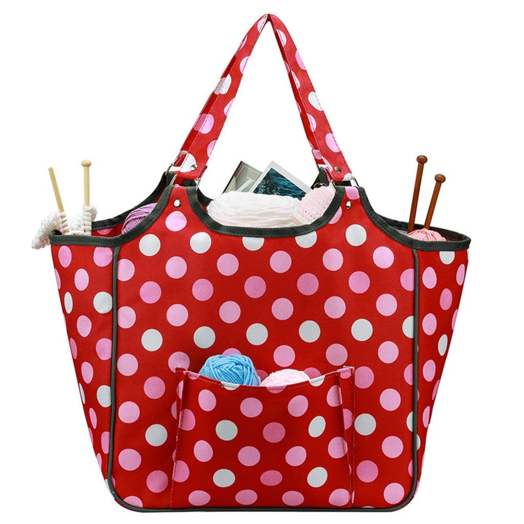 Portable Knitting Bag for Yarn Storage - Tote Organizer with Pockets for Crochet Hooks, Knitting Needles & Sewing Supplies | Perfect for Crafters, Travel & Home Use (Color: A)