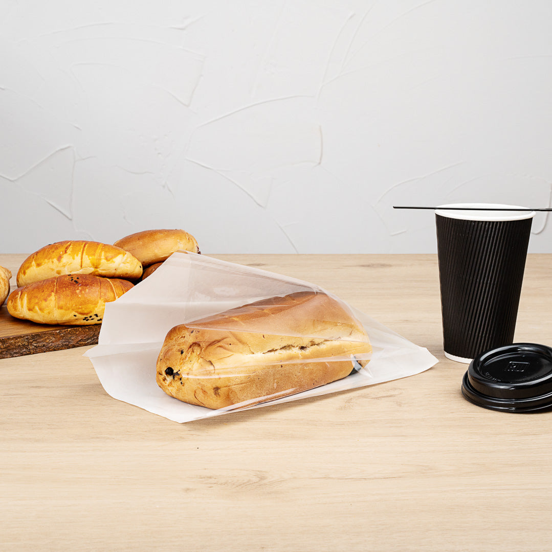 White Paper Large Bread Bags with Side Window - 6 x 2.75 x 11.5 Inches - 100 Count Box | Perfect for Bakeries, Cafes & Food Packaging | Fresh Bread Storage & Display