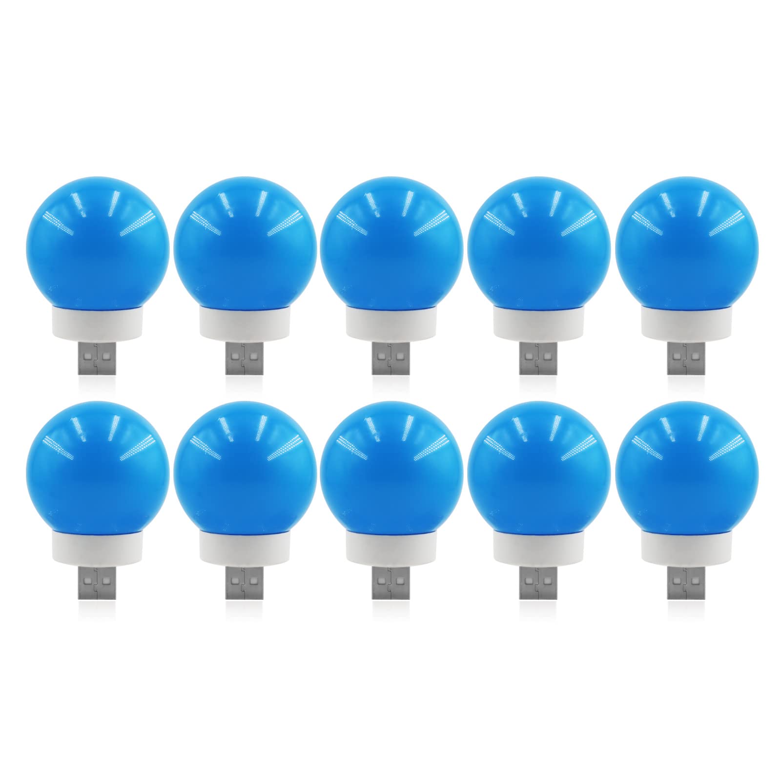 10 Pack USB LED Night Light - Portable USB Small LED Bulb for Computer & Mobile Charging | 9 Color Changing (Blue) | Perfect for Bedroom, Nursery, Reading, Halloween & Christmas Decor