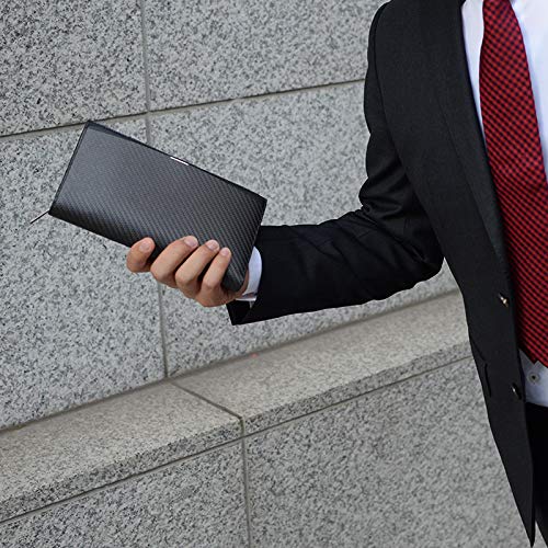 MON CARBONE Minimalist Carbon Fiber Wallet for Men & Women - Slim RFID Blocking Leather Travel Wallet (Black) - Perfect for Everyday Carry, Business & Travel