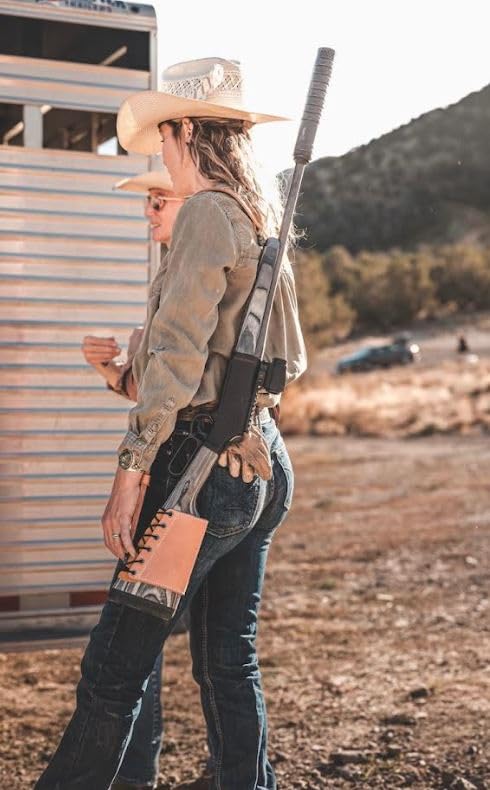 Premium Leather Rifle Butt Cuff Ammo Carrier - 6 Loop Design for 45-70 Cartridges - Natural Oil Finish - Perfect for Hunting, Shooting Range & Outdoor Adventures - Diamond D Leather