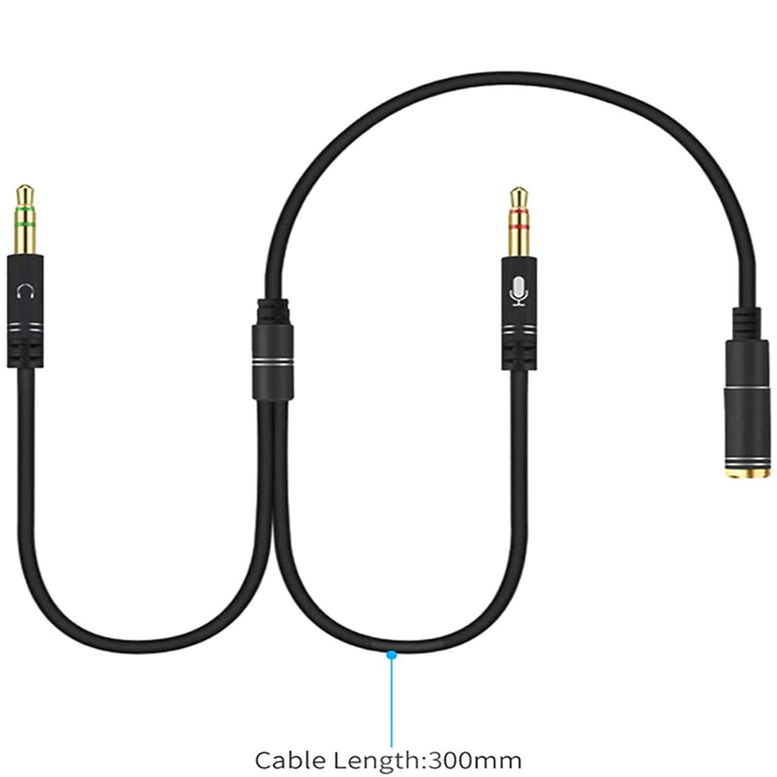VJK 3.5mm Headphone Mic Splitter Cable - CTIA Standard Gold Plated Audio Adapter (Female to Dual Male) for Gaming, PC, Laptop, PS4, Xbox, Speakers - Perfect for Online Gaming, Conference Calls & Streaming