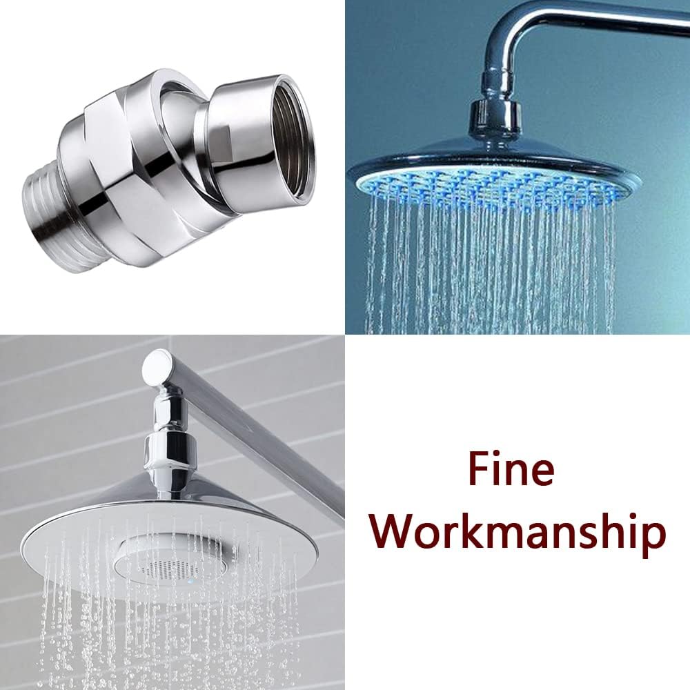 Adjustable Swivel Ball Joint Shower Head Adapter - Universal Shower Arm Connector for Flexible Shower Installation - Perfect for Bathroom Renovation & Handheld Shower Heads