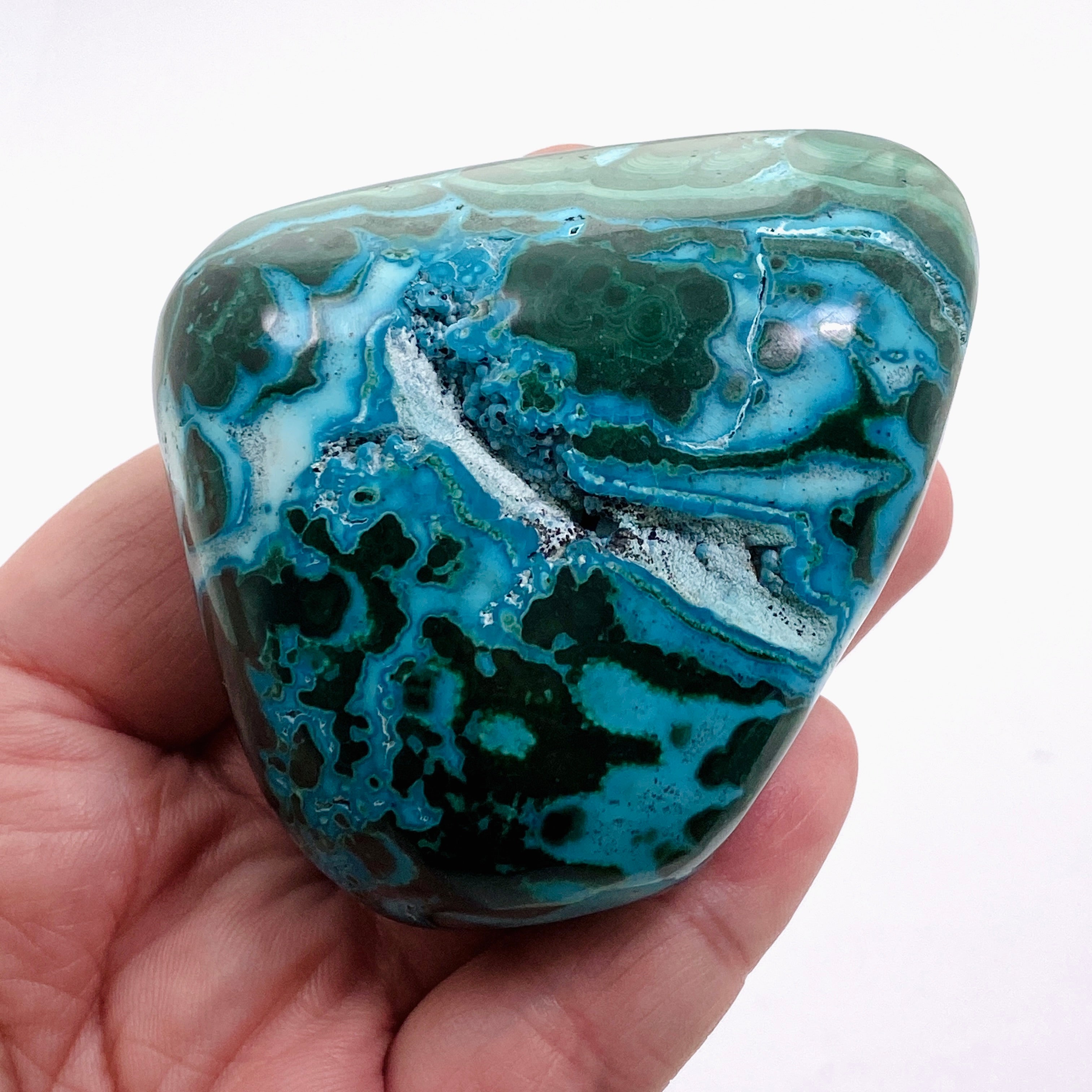 Natural Malachite and Chrysocolla Polished Freeform Stone - Congo CR3751 | Healing Crystal for Meditation, Jewelry Making & Home Decor