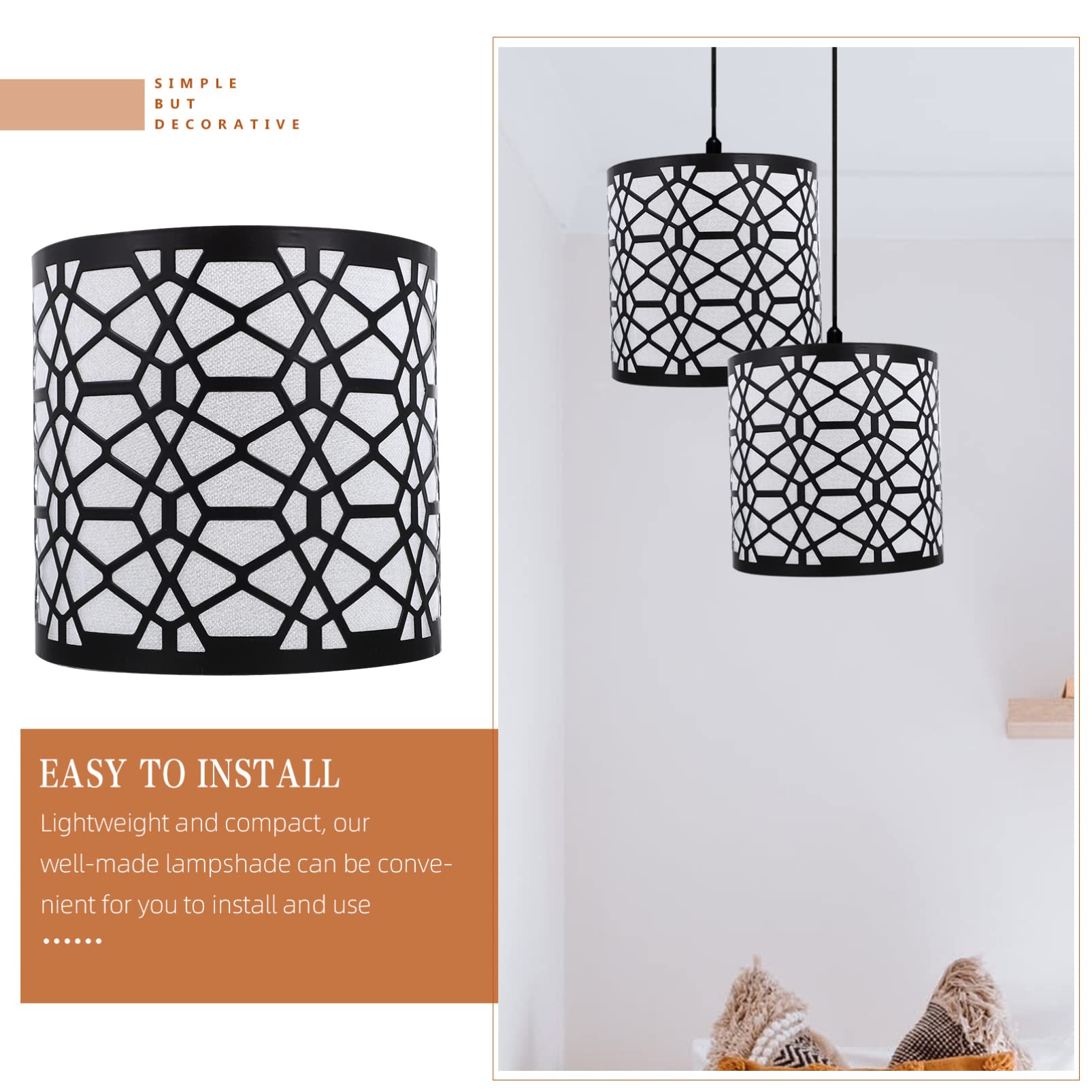 Beavorty Black Iron Lampshade - Floor Lamp Shade, Ceiling Light Fixture, Desk & Hanging Lamp Cover - Decorative Lighting Accessory for Living Room, Bedroom & Office