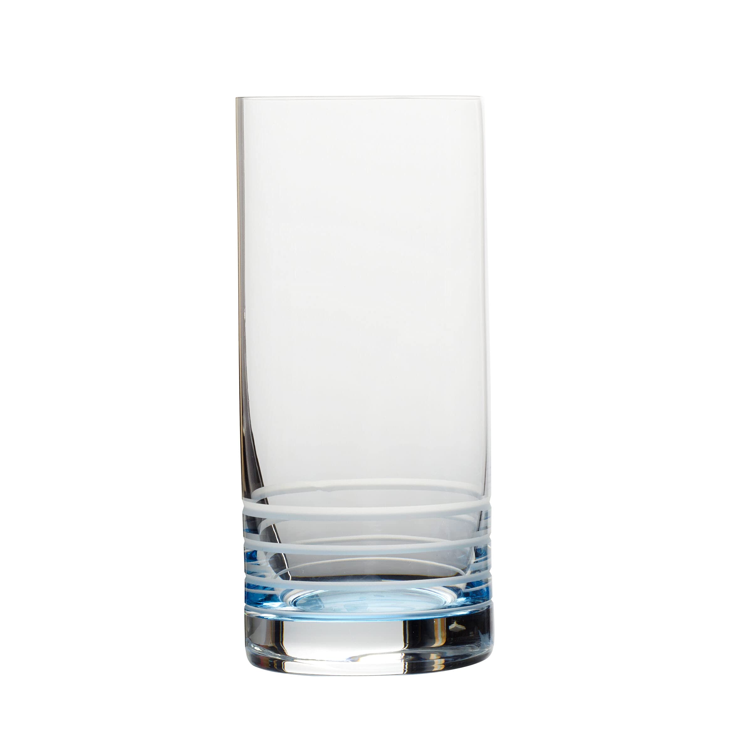 Mikasa Cal Ombre Highball Tumbler Cups - Set of 4 (17 oz) - Blue Glass Drinking Glasses for Cocktails, Iced Coffee & Home Bar Use