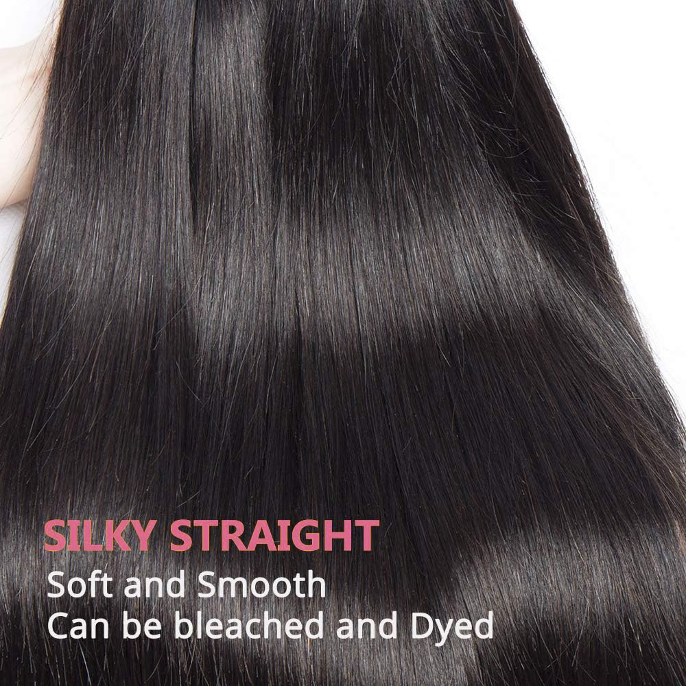 28 30 32 Inch Brazilian Virgin Human Hair Bundles 3PCS - 100% Unprocessed Straight Hair Weft Extensions for Black Women | Natural Black Color | Perfect for Daily Styling, Weddings & Special Occasions