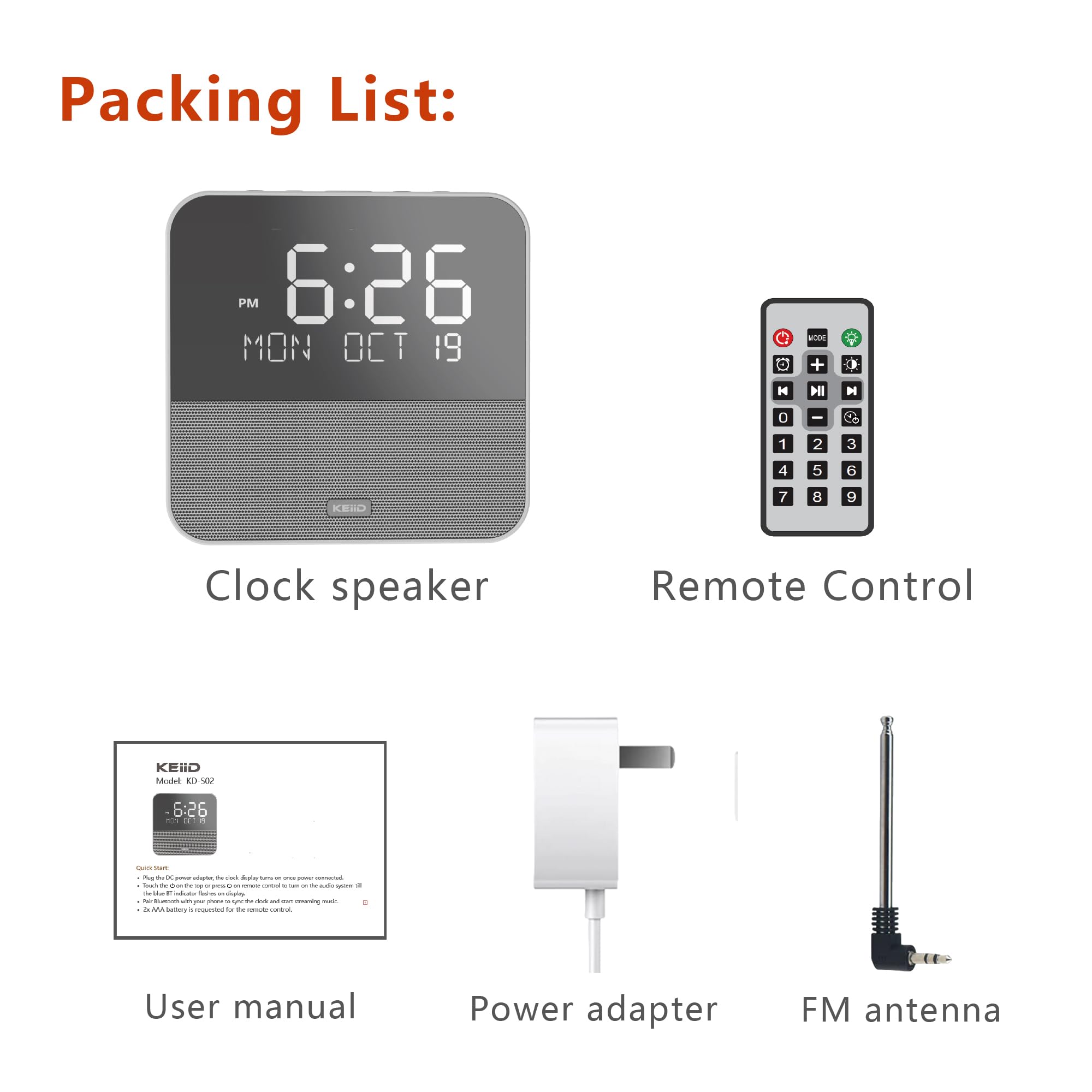 Wireless Alarm Clock Radio with Bluetooth Speaker, FM Radio & Night Light - HiFi Sound Quality, Dual Alarm, Remote Control, Wall Mountable for Bedroom, Office, Travel & Home Decor