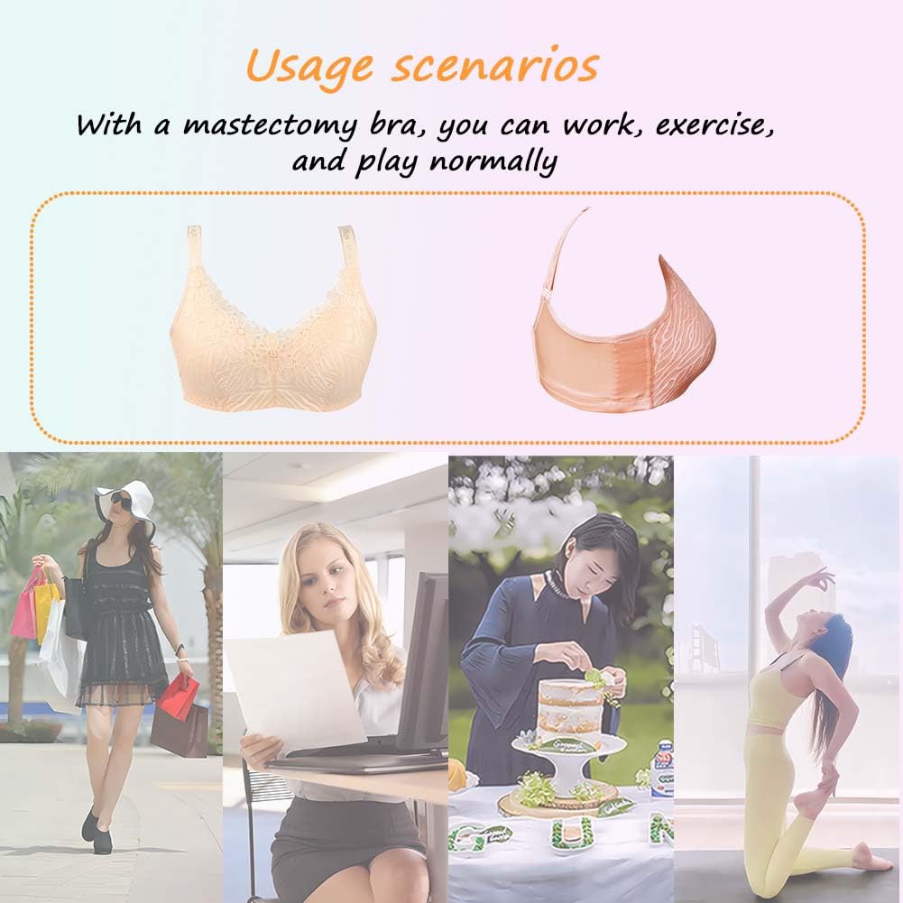 NARCSIA Women's Post-Surgery Mastectomy Bra with Pockets for Breast Forms - Comfortable Support Bra for Daily Wear & Recovery After Implant Surgery - Perfect for Work, Exercise, and Everyday Activities