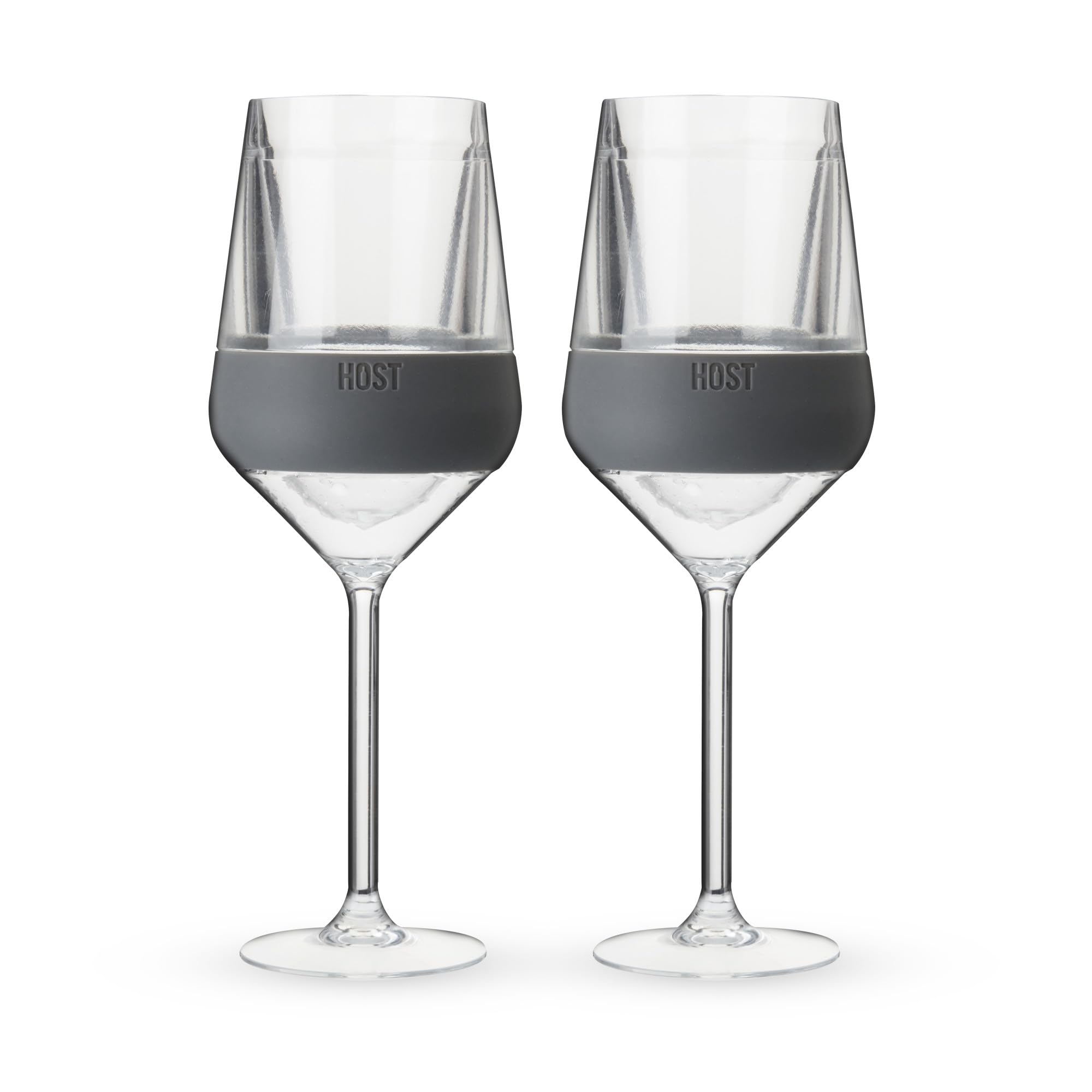HOST Wine Freeze Stemmed Wine Glasses, 6.5oz Set of 2 Cooling Cups, Mother's Day Gifts for Wife, Mom Birthday Gifts, Women's Gifts, Gray – Perfect for Chilled Wine, Cocktails, and Outdoor Gatherings