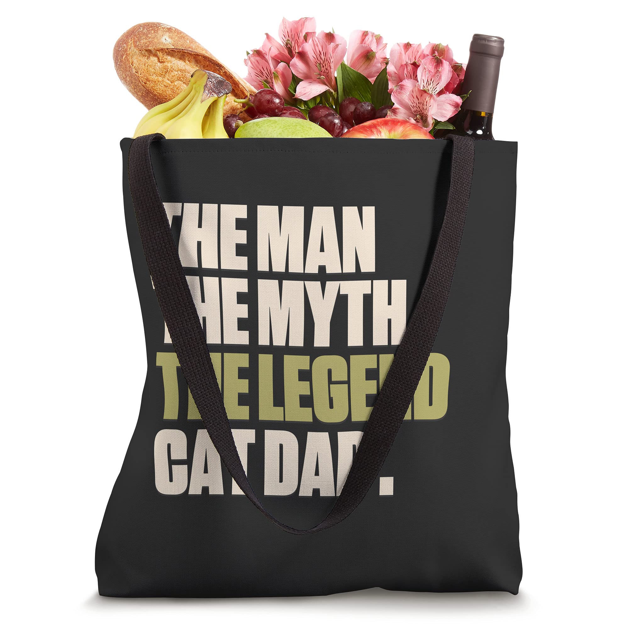 Man Myth Legend Cat Dad Tote Bag - Durable Canvas Grocery Shopping Bag for Cat Lovers - Perfect for Work, Beach & Farmers Market